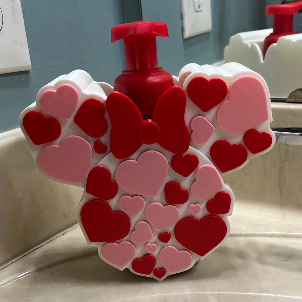 Minnie Mouse-Shaped Heart Soap Dispenser with Bow